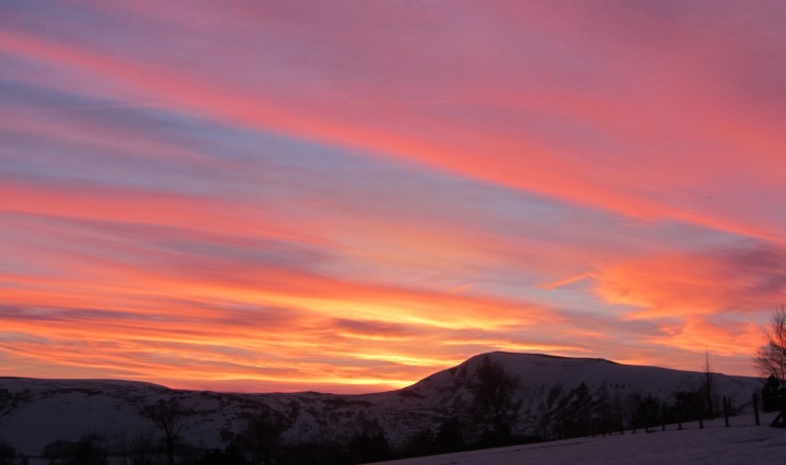 Sunset behind Mam Tor in the west